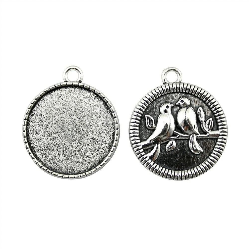 Подходит для круглого стеклянного кабошона 25 мм, поднос для установки, античное серебро, цветные компоненты, украшение ручной работы для изготовления ювелирных изделий