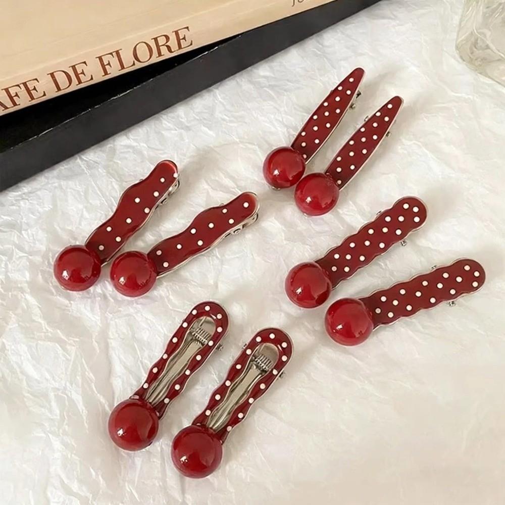 Seamless Hair Barrettes Polka Dot Hairpin Sweet Bangs Clip for Women Girls