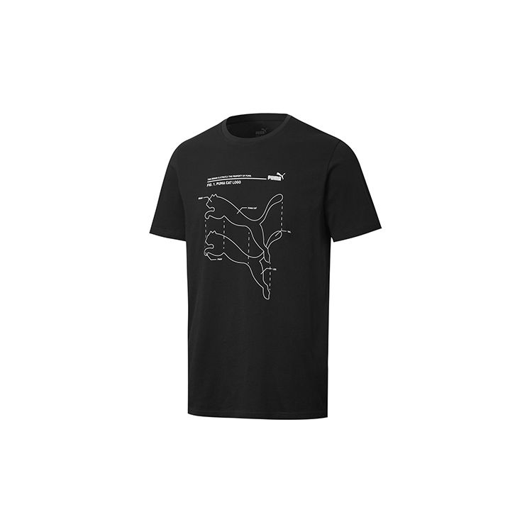 Puma Футболка с круглым вырезом и коротким рукавом с логотипом. Мужские топы, черные 587581-01
