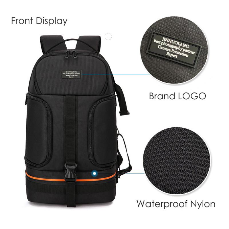 JINNUOLANG Professional Digital SLR Camera Backpack Large Photography Bag Tripod Holder Waterproof Rain Cover Outdoor Hiking