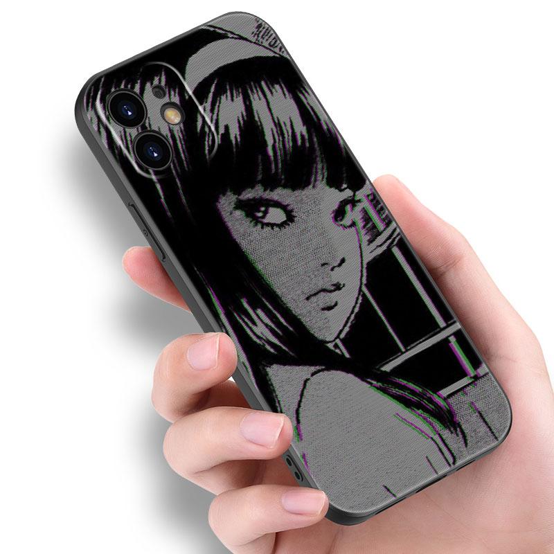 Чехол с изображением аниме Junji Ito Tees Horror для Apple iPhone 14 13 12 Mini 11 Pro Max 7 8 XR X XS 7 8 Plus SE 2020 2022, черный чехол