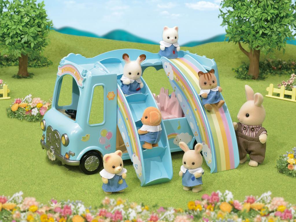 Sylvanian Families Kindergarten Vehicle Kindergarten ST Mark Certification For Ages 3 and Up Toy Dollhouse Sylvanian Families EPOCH [Rainbow Bus] S-62