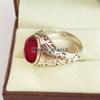 Ruby Oval Cut Gemstone With 925 Sterling Silver Ring For Men's #B515 JL375684085934