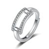 New Arrival Stylish Trendy Rectangle Hollow Sterling Silver Tone Open Trendy Stylish Women Finger Ring Gathering Gathering Souvenir Gift Idea