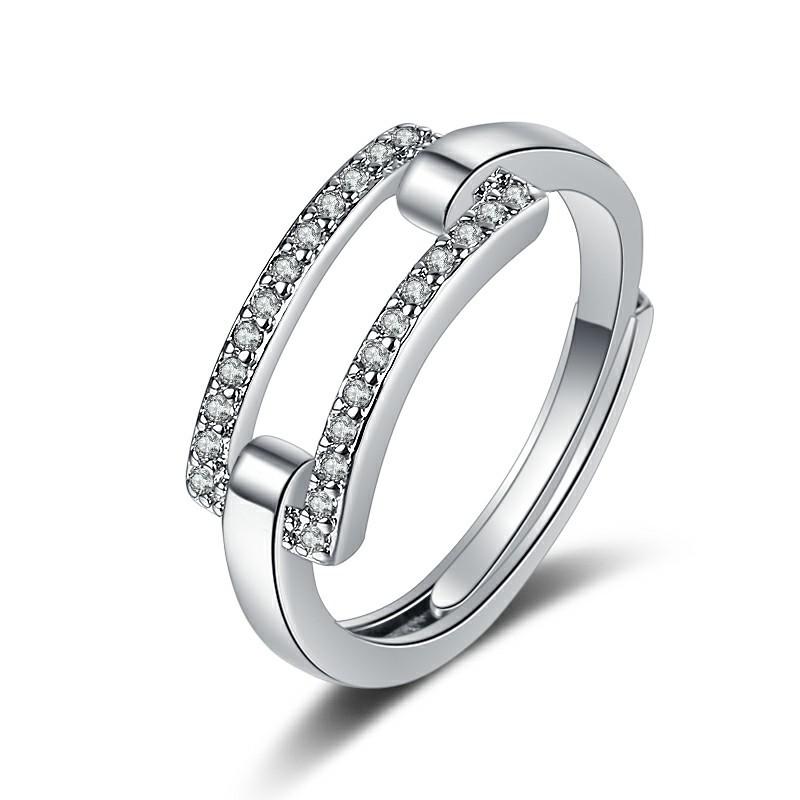 New Arrival Stylish Trendy Rectangle Hollow Sterling Silver Tone Open Trendy Stylish Women Finger Ring Gathering Gathering Souvenir Gift Idea