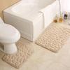 Non Slip Absorbent Bathroom Rug Set Grey Soft Pebble Design 1/2 Piece for Bathroom Toilet Front Floor Use