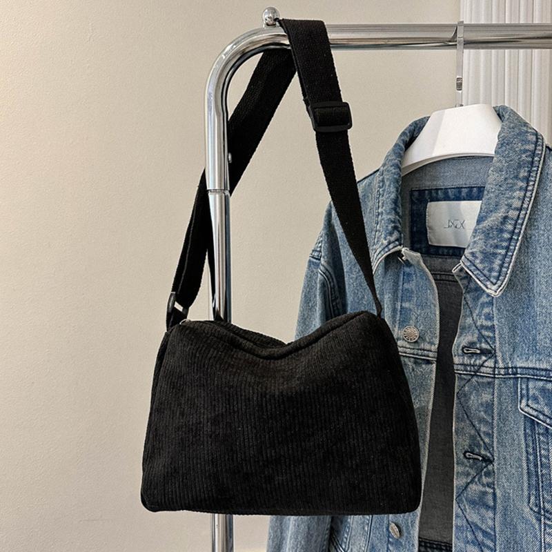 Сплошная вельветовая сумка через плечо, универсальная сумка на молнии, универсальная сумка через плечо для ручной клади