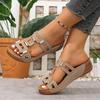 Women Slippers New Summer Wedge Sandals Open-toe Casual Slippers Thick-soled Large-size Shoes for Women Slides Women