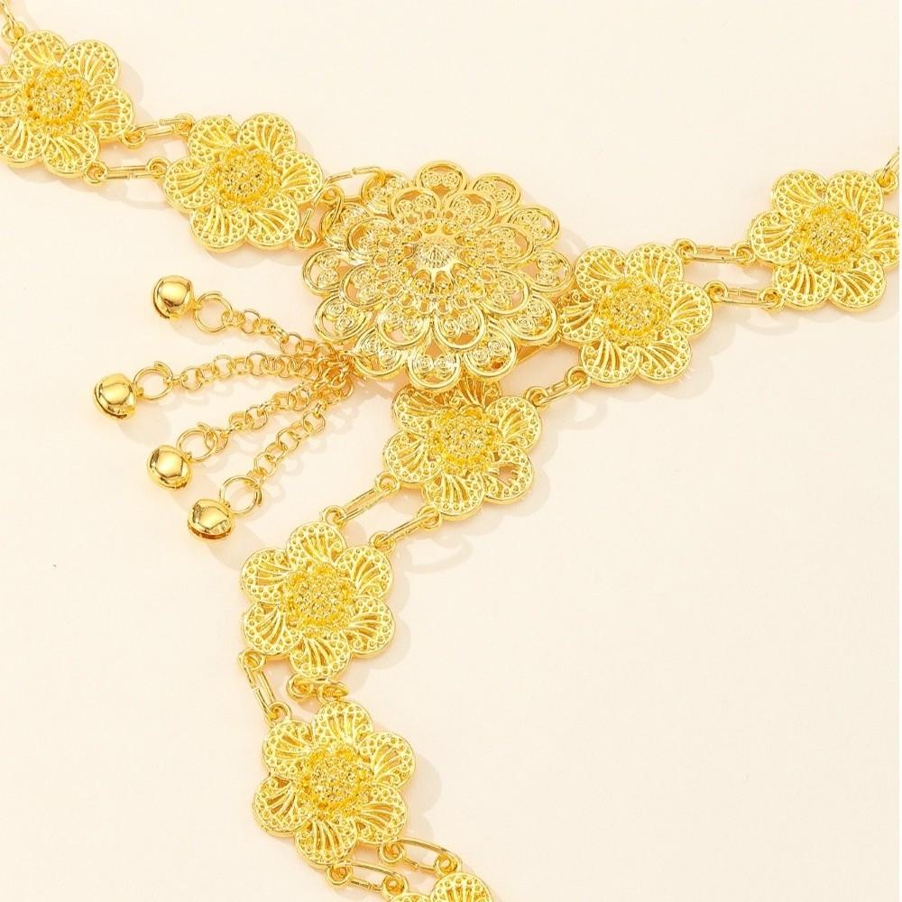 Bell Hollow Out Flower Necklace Jewelry Dance Dress Belt Chains Thai Belly Waist Chains  Gift