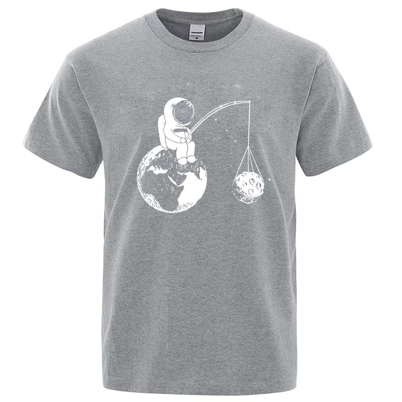 Summer Astronaut Graphic Tee Unisex Funny Print Loose Short Sleeve Cool Casual Streetwear Tops For Unisex
