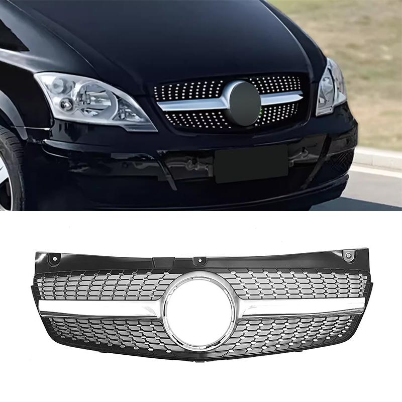 Решетка радиатора передняя в стиле Diamond для Mercedes-Benz W639 Viano/Vito 2011 2012 2013 2014, средняя сетка, тюнинг