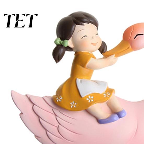 Desktop Ornament Decor 3D Resin Switch Stickers, Wall Fairy Tale Girl on Swan Decor, Bedroom Decoration Peel & Stick Light Sticker for Kids