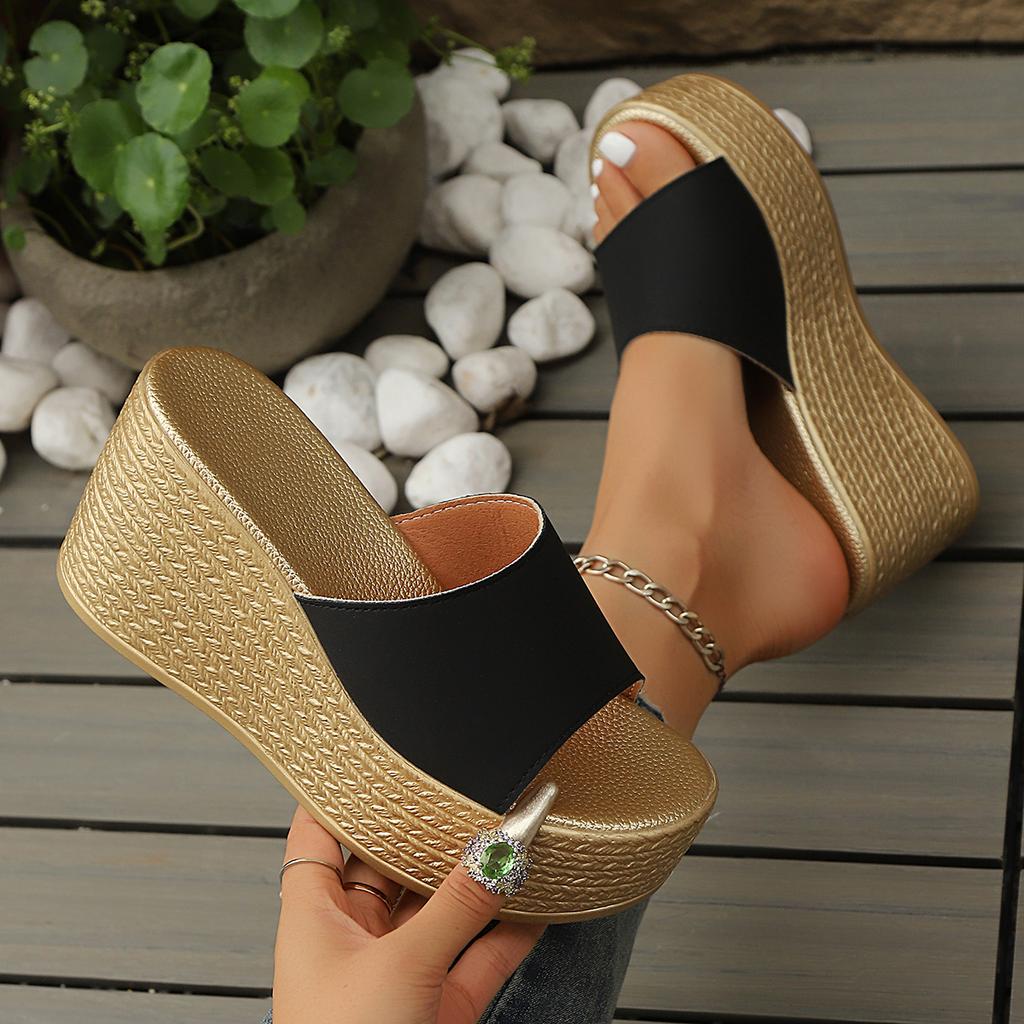 Fashion Wedges Slippers Women 2025 New Summer Sandals Roman Fashion Sandals Bottom Casual Comfortable Beach Shoes Women Slides Women