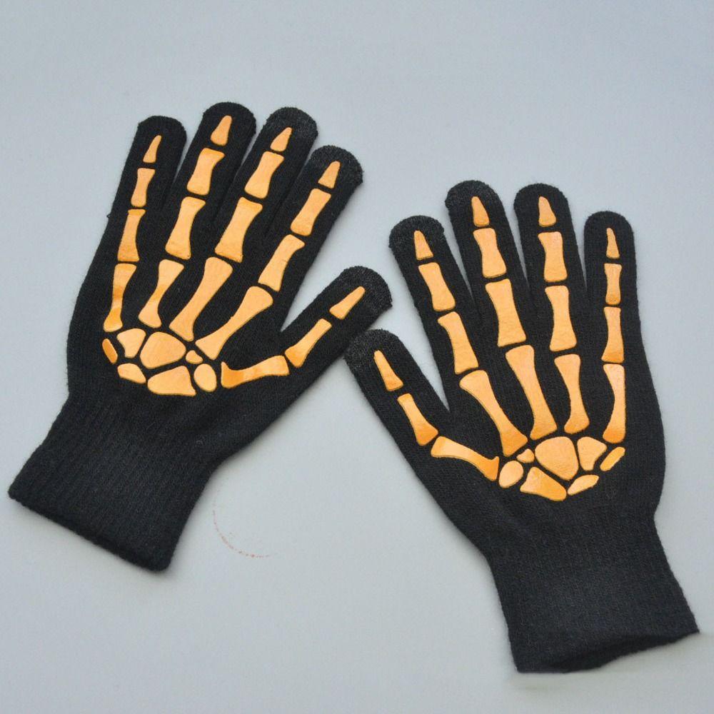 Thicken Luminous Skeleton Claw Gloves Full Finger Halloween Bone Claw Gloves  Cycling