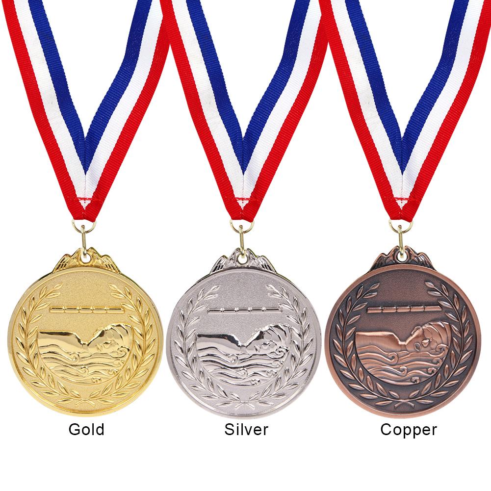 6,5 см медали по плаванию, медали с шейной лентой, награды соревнований, золотая/серебряная/бронзовая медаль для соревнований, вечерние гонки