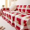 Красный праздничный чехол для дивана из шенилловой ткани в клетку, полотенце для дивана, универсальный чехол для дивана Four Seasons, цельное покрывало