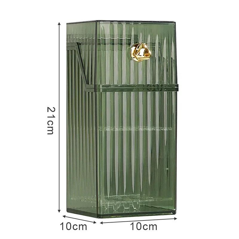 Прозрачный держатель для кистей для макияжа с крышкой, органайзер для косметических инструментов, коробка большой вместимости, пыленепроницаемое хранилище для косметических кистей с 9 слотами