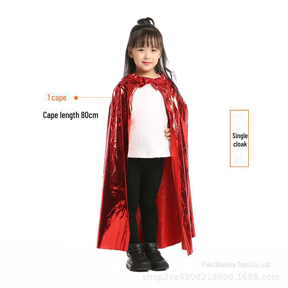 Детский плащ принцессы и короля на Хэллоуин - 80 см, ярко-золотой и серебряный