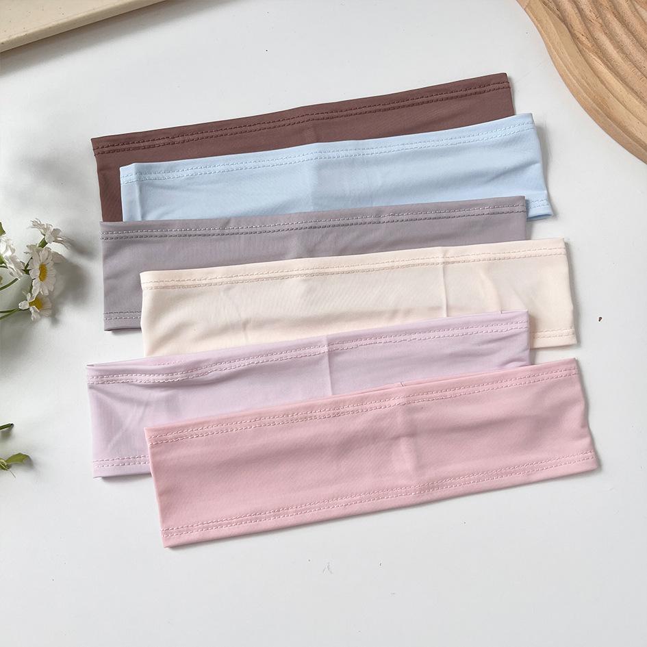 Трансграничная повязка для йоги из ледяного шелка: Однотонная повязка на голову для фитнеса, умывания лица и закалывания волос