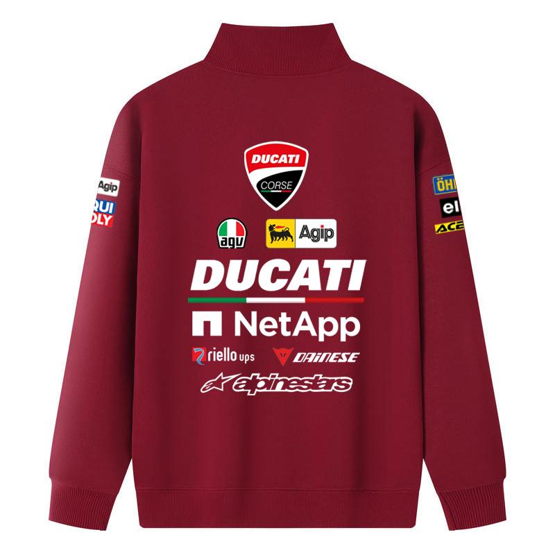 Ducati Свитшот Corse MotoGP Racing с молнией на половину, унисекс, черный, оверсайз, уличный стиль, пуловер с полным принтом спонсоров