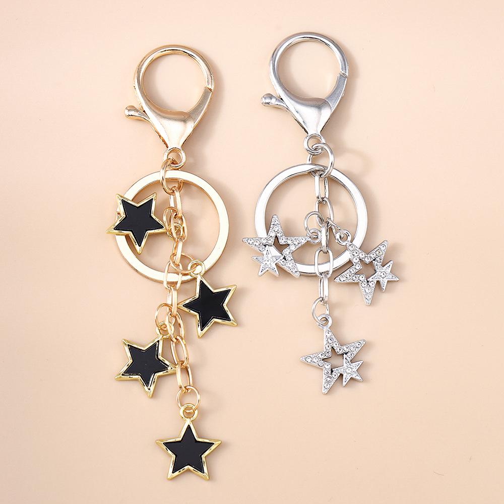 Cute Enamel Crystal Star Keychain Women Girls Key Ring Pendants for Handbag Decor DIY Handmade Jewelry Key Chain Gifts