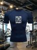 Mens Navy Blue Compression Short Sleeve T-Shirt 1915 Sport Vintage Graphic Quick Dry Breathable High Elasticity Gym And Workout Athletic Top