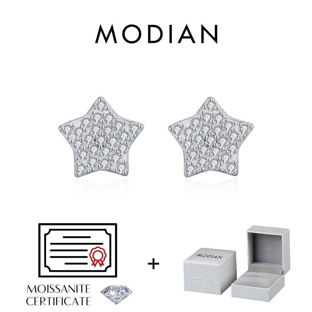 MODIAN D Shinning Moissanite 925 Silver Cute Stars Stud Earrings For Women Daily Party Fine Jewelry Accessories
