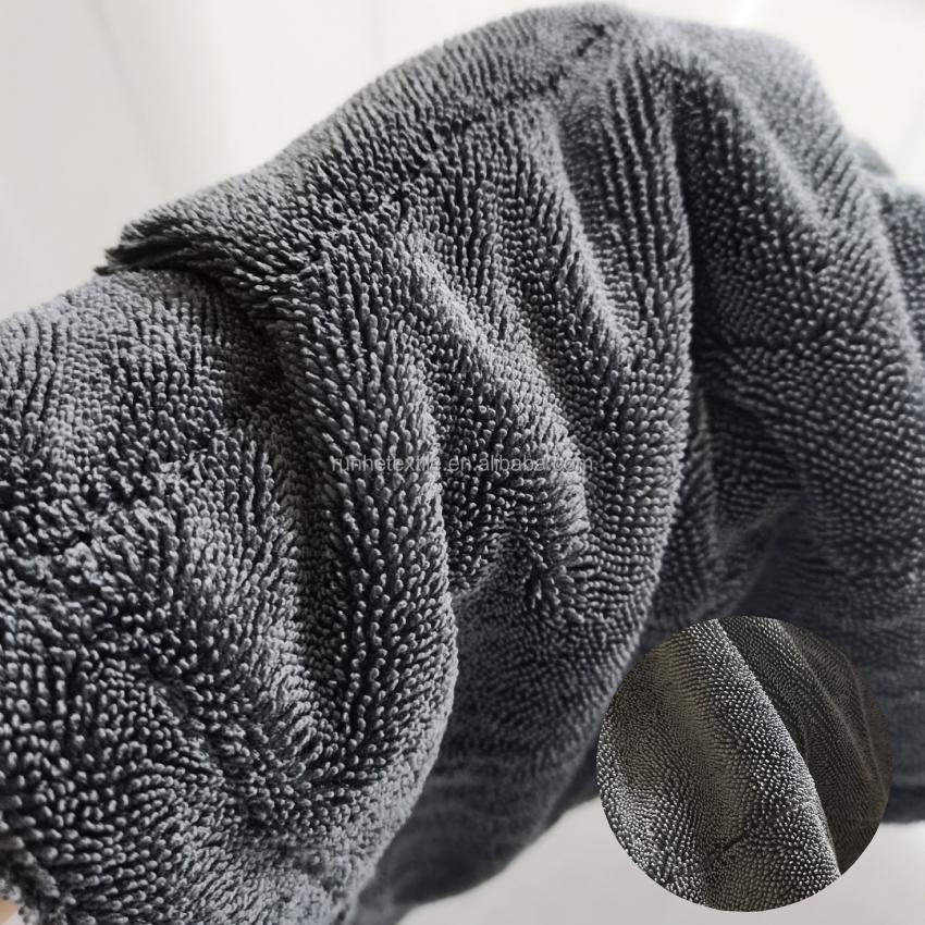 1200GSM 60*90CM Microfiber Car Drying Towel Edgeless Custom Packaging Absorbent Car Towel Twisted Quick-Dry Towel