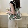 Большая емкость льняная сумка с цветочным принтом женская модная сумка через плечо большая сумка