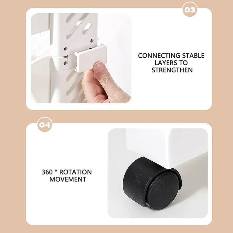 Стеллаж для хранения Книжная полка Стол Стеллаж на боковых колесах Съемный пол Многоэтажный стол в общежитии Боковые хранилища Корзина Стеллажи для хранения