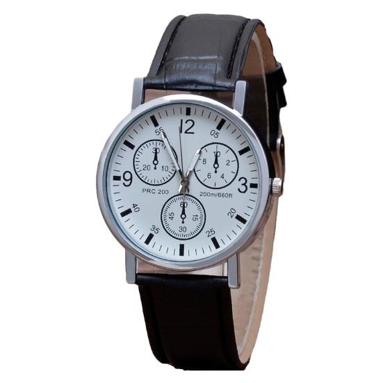 Мужские кварцевые часы с круглым стеклянным циферблатом, четкий принт, разборчивый, высокая точность, регулируемый ремешок из искусственной кожи, декоративные мужские наручные часы, бизнес-подарок