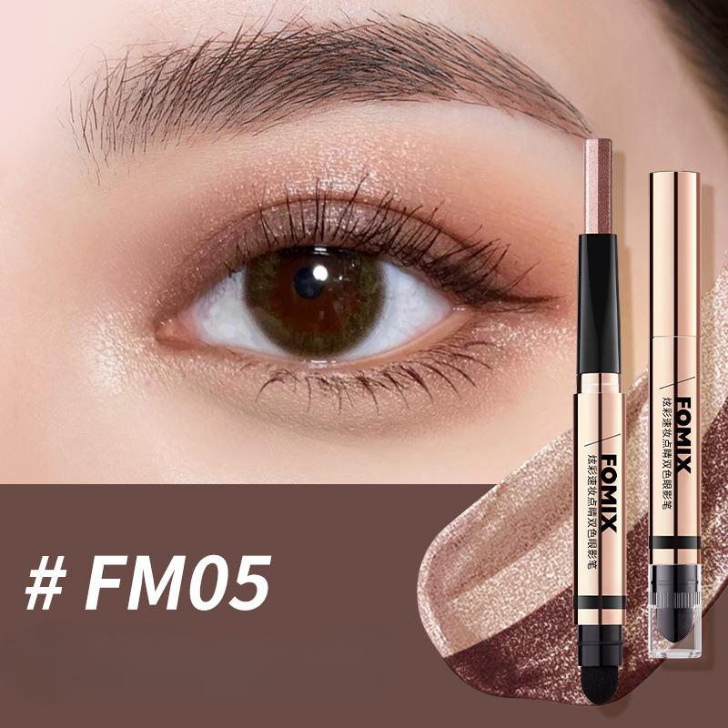 Colorful Instant Makeup Double-color Eyeshadow Pen Pearlescent Fine Glitter Contouring and Brightening Double-ended Earth-color Eyeshadow Stick