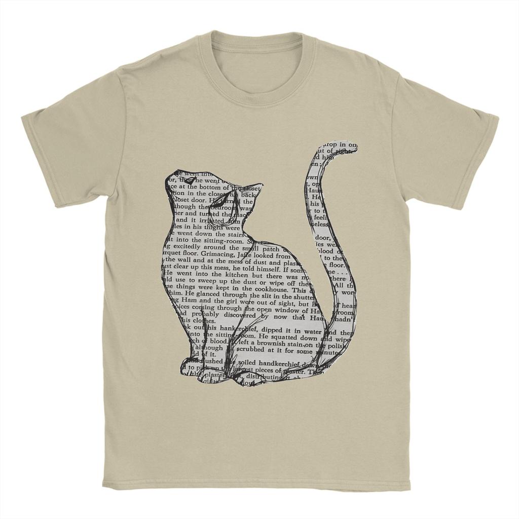 Книги и кошки и книги и кошки Футболка Пляжная Модные Крутые Футболки Унисекс Хлопок Круглый Вырез Одежда С Коротким Рукавом YK Ретро Топы