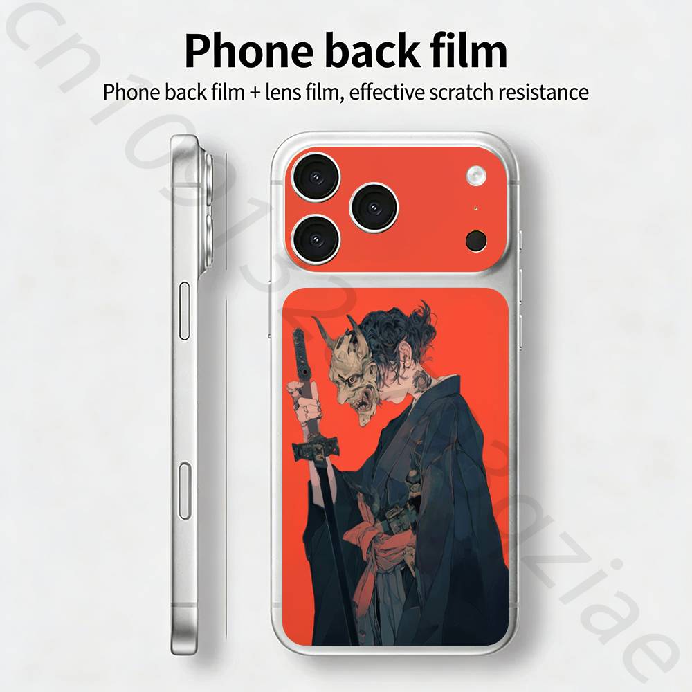 Аниме Девушка Самурай ТИКЕТ Наклейка Skin Wrap для iPhone 17 Pro/Pro max Защитная Пленка для Задней Панели, Рамки, Камеры