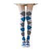 1 Pair Winter Socks Rhombus Printing Over-the-knee Socks Warm Extra Loose Ankles Contrasting Color Stockings for Daily Wear Dancing