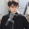 Men Scarf Plaid Print Winter Warm Thick Imitation Cashmere Long Scarf Medium