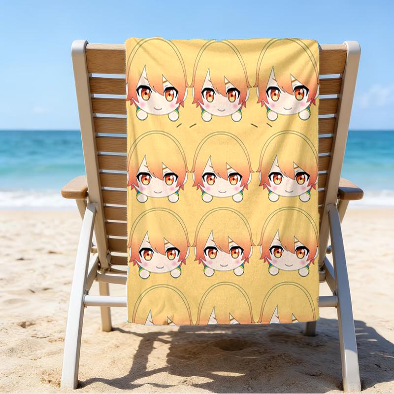 proof beach towel with a Tenma Tsukasa1 pattern - soft,absorbent,quick-drying,machine washable - perfect for swimming,camping,bathing