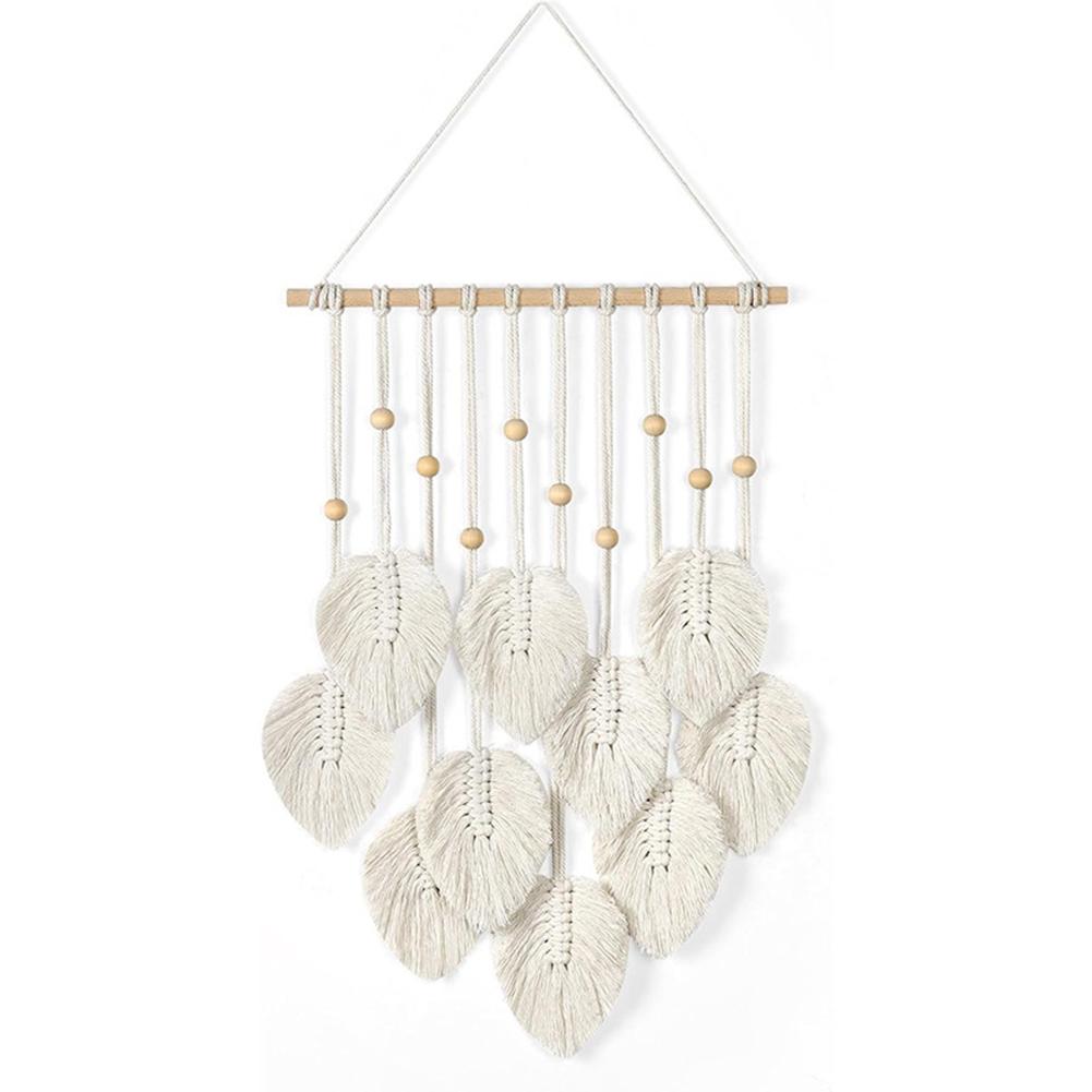 Wind Chimes & Hanging Decorations Bedroom Parts Handcrafted Woven Wall Tapestry: Leaf-Design For-Stylish Living Room Décor