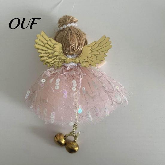 Angel Doll Christmas Tree Ornaments Ornaments, Cute Plush Pendant with Small Gift Box Hanging Accessories Bell for Tree, Holiday Home Party