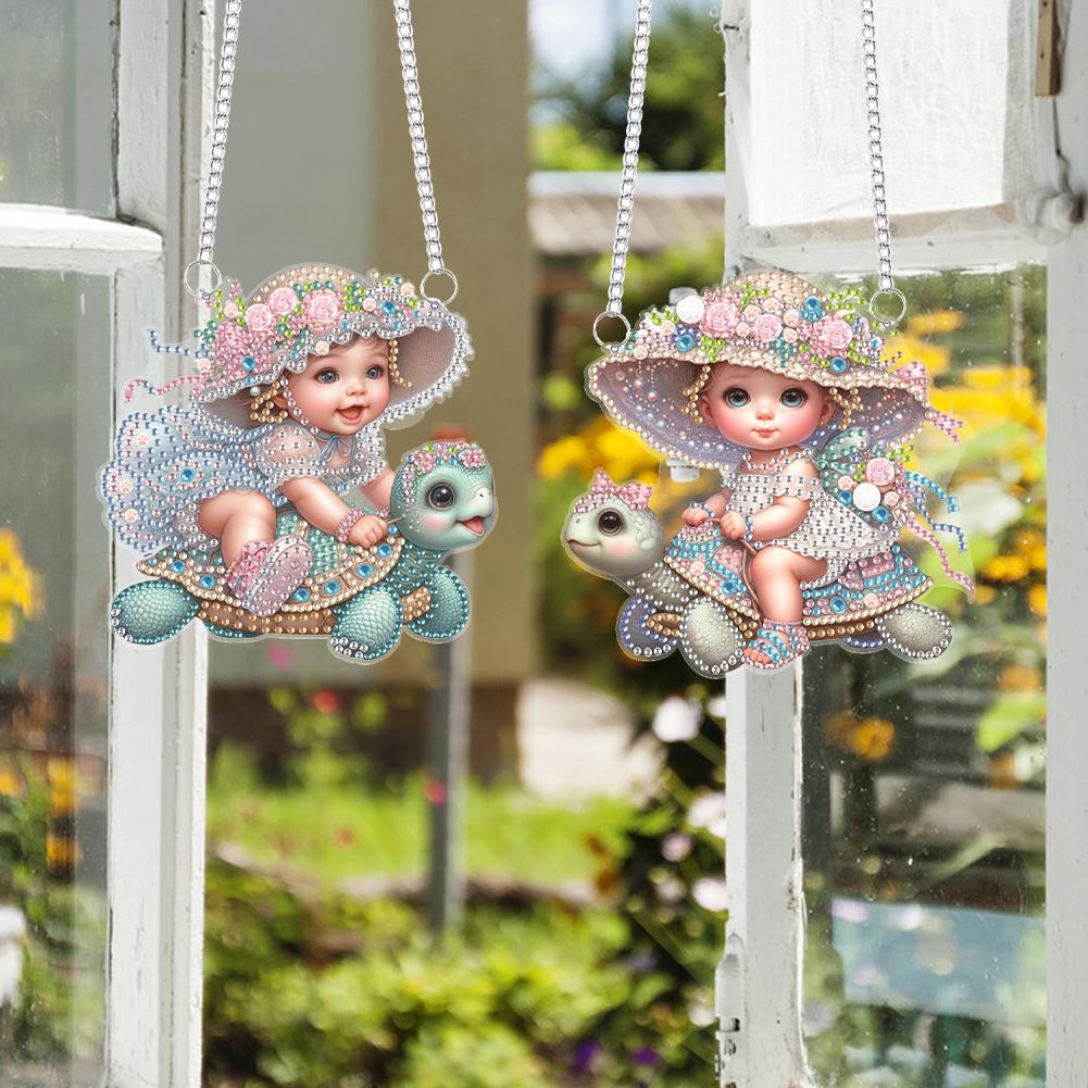 2 шт. 2D/Плоский набор для DIY Алмазной Живописи Стразы Алмазное Искусство Подвески на Окно Алмазное Искусство Подвеска Настенный Декор для Дома и Окон