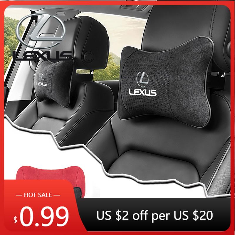 AEGHT1 Interior Stickers Suede Headrest Car Breathable Memory Foam Neck Pillow For Lexus RX300 IS200 IS250 ES350 Ct200h UX250h NX300h E