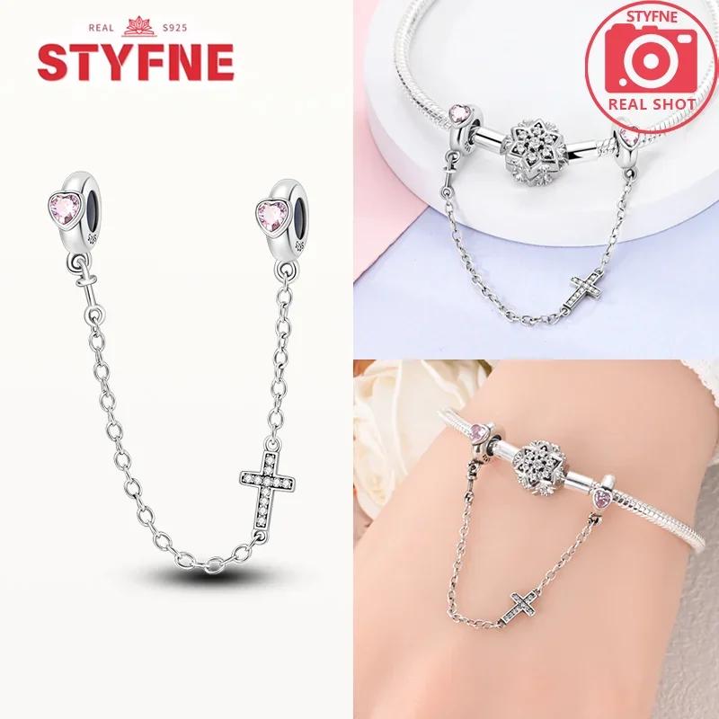 Женский оригинальный браслет, ювелирные украшения, подарок своими руками, шармы, бусины, медь, серия «Религия», ангел-хранитель, крест, предохранительная цепочка, шармы-бусины