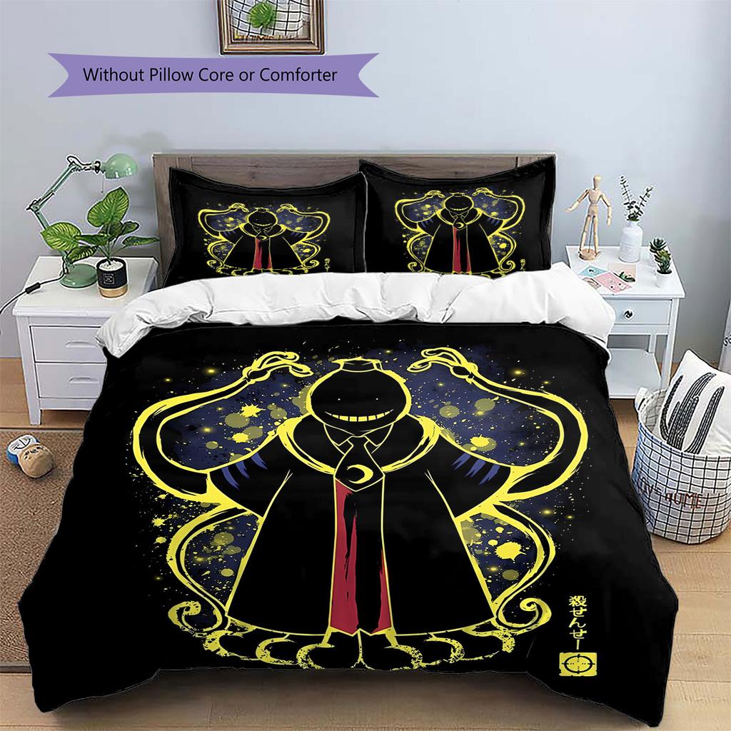 Alien Teacher Pattern Bedding Quilt Set Quilt Cover Pillowcase Home Decoration Birthday Gift (1 * duvet cover + 2 * pillowcase, without core)