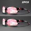 2PCS Two Women's Half Frame Sports Glasses Set Enhanced High-definition Lenses Colorful Starry Sky Purple and Dreamy Pink