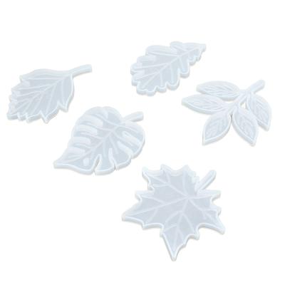 5 шт. Форма для подставки в виде листьев, Дизайн в стиле листьев, Многоразовая силиконовая, Глянцевая, Гибкая силиконовая форма для подставки