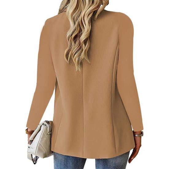 Women Blazer Slim Fit Long Sleeves Commuter Suit Coat Solid Color Single-Button Blazer for Office Daily Wear Evening Party