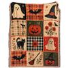 Vintage Halloween Patchwork Blanket Warm Ghost Throw Blanket Pumpkin Ghost Blanket  Bedroom