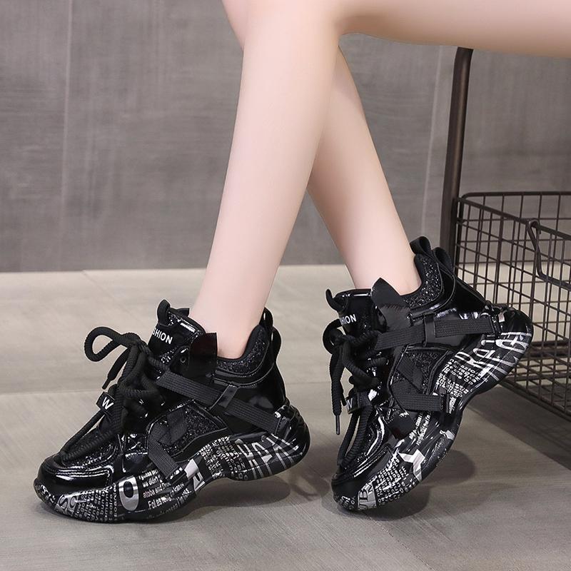 Fashion Autumn Sneakers for Women Vulcanized Shoes Outdoor Lace-up Height-increasing Women's Shoes Versatile Womens Walking Casual Shoes