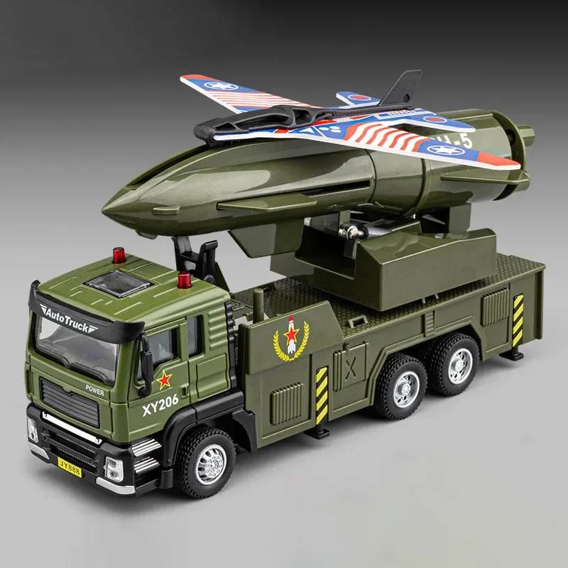 1:32 Scale Drone Launch Model Car Toy Rotatable Launch Pad  Alloy Diecast Sound Light Pull Back Military Vehicles for Kids Gifts