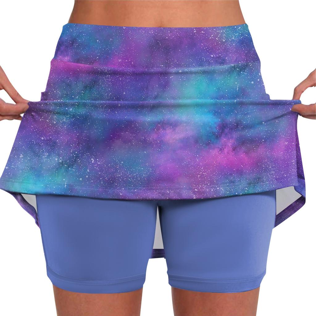 Женская юбка, эластичные брюки-кюлоты для йоги для женщин, спортивные шорты с принтом, легкие узкие однотонные бегуны с высокой талией